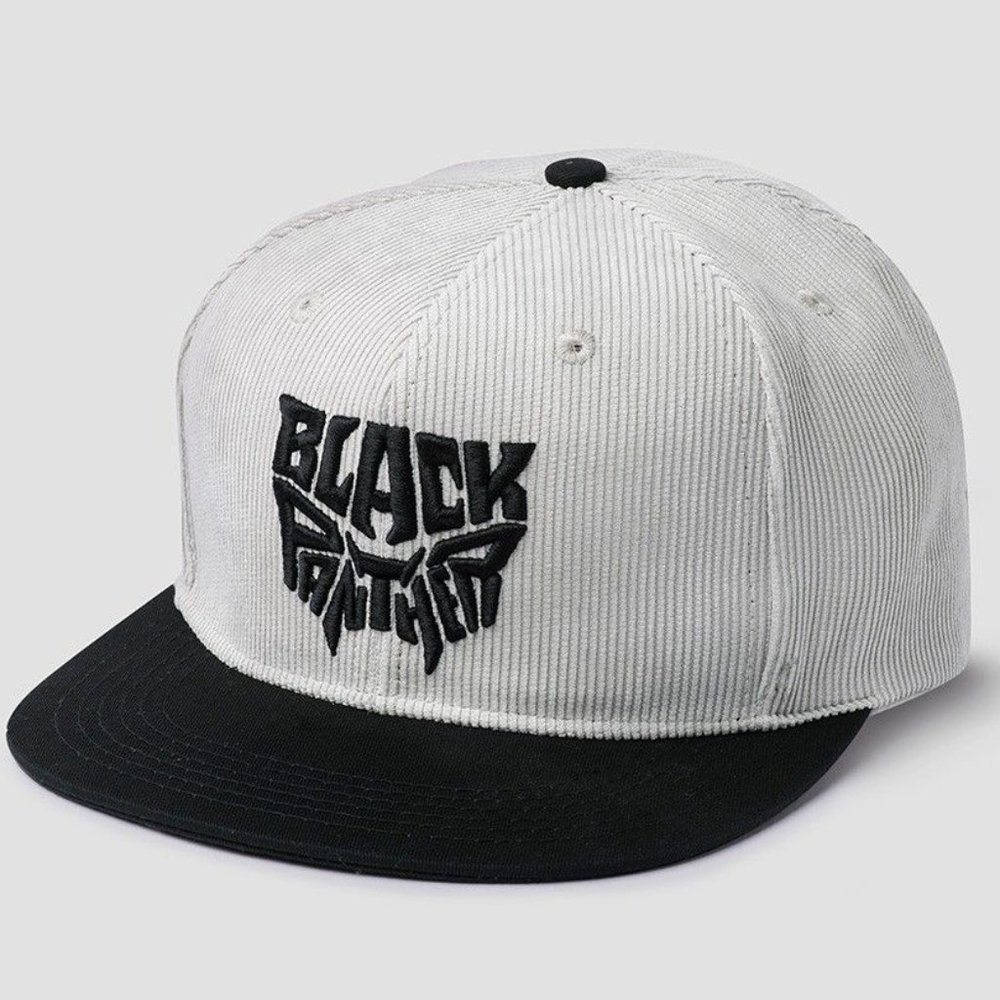 MARVEL BLACK PANTHER SNAPBACK HAT AVENGERS FULLY SEWN HTF RARE NEW OSFA OSFM GRY